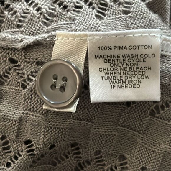 Ann Taylor LOFT Gray Open Knit Short Sleeve Pima Cotton Cardigan — Size M - Picture 7 of 9